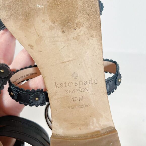 Kate Spade Black Flower Gladiator Strappy Sandals Women's Size 10 - Picture 5 of 7